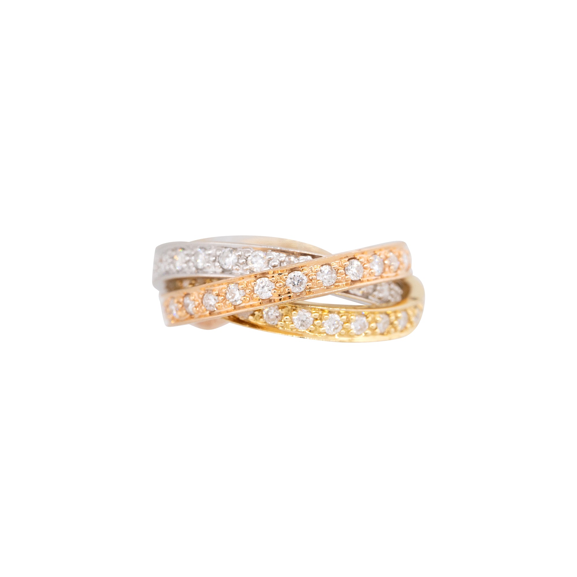 18k Tri-Color Gold 1.84ctw Diamond Rolling Ring