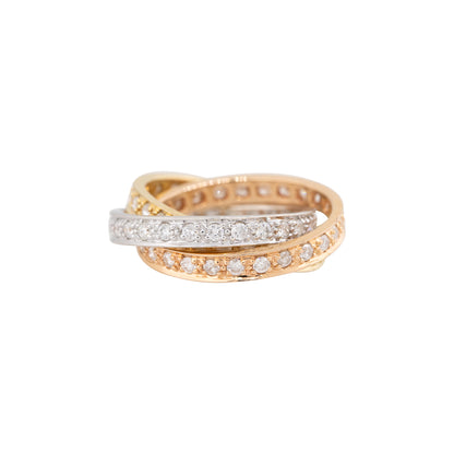 18k Tri-Color Gold 1.84ctw Diamond Rolling Ring
