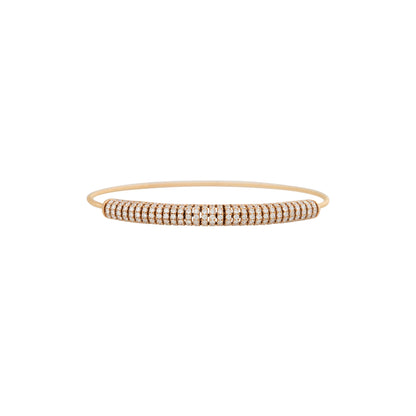 18k Rose Gold 1.87ctw Pave Diamond Ribbed Bangle Bracelet
