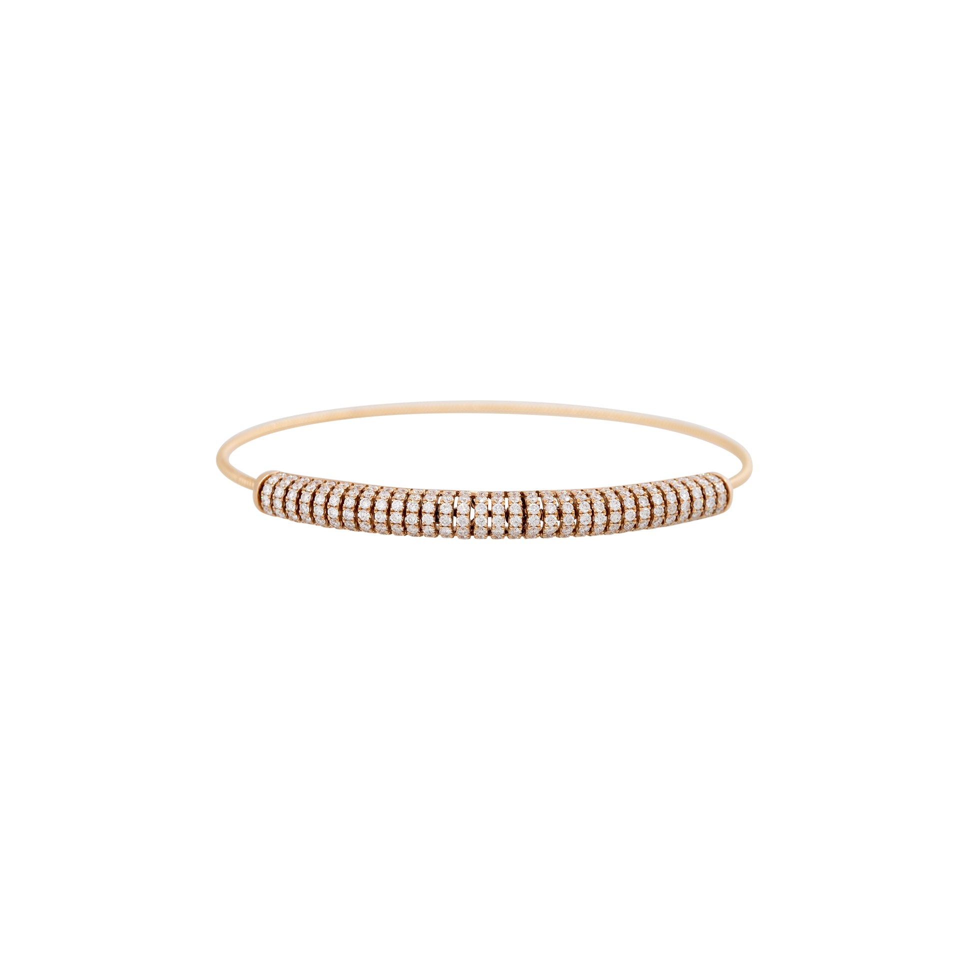 18k Rose Gold 1.87ctw Pave Diamond Ribbed Bangle Bracelet