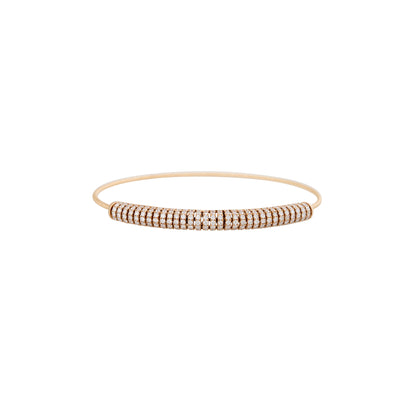 18k Rose Gold 1.87ctw Pave Diamond Ribbed Bangle Bracelet