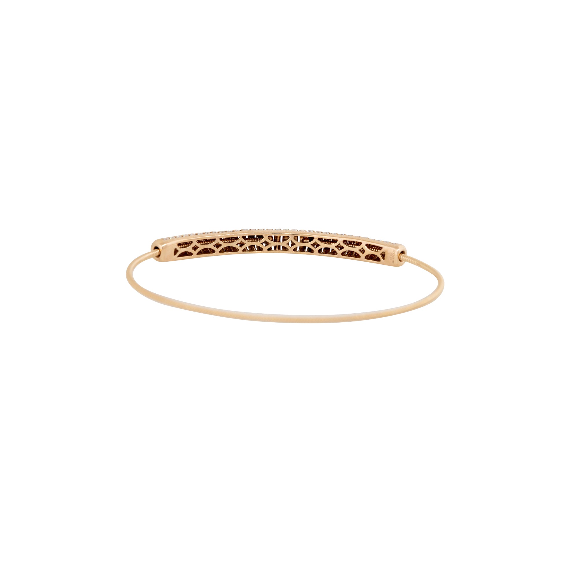 18k Rose Gold 1.87ctw Pave Diamond Ribbed Bangle Bracelet