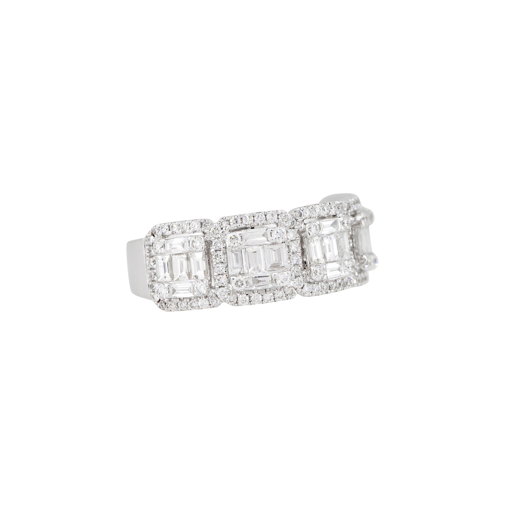 18k White Gold 1.39ctw Mosaic Diamond 5 Station Ring