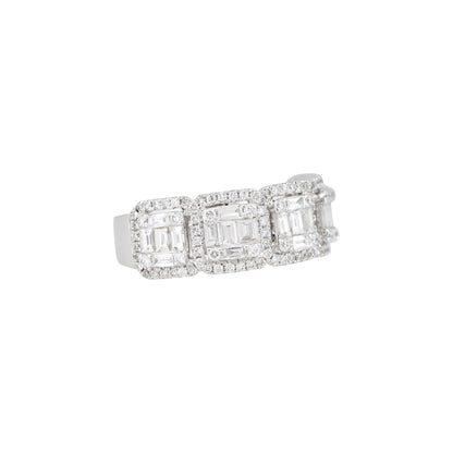 18k White Gold 1.39ctw Mosaic Diamond 5 Station Ring