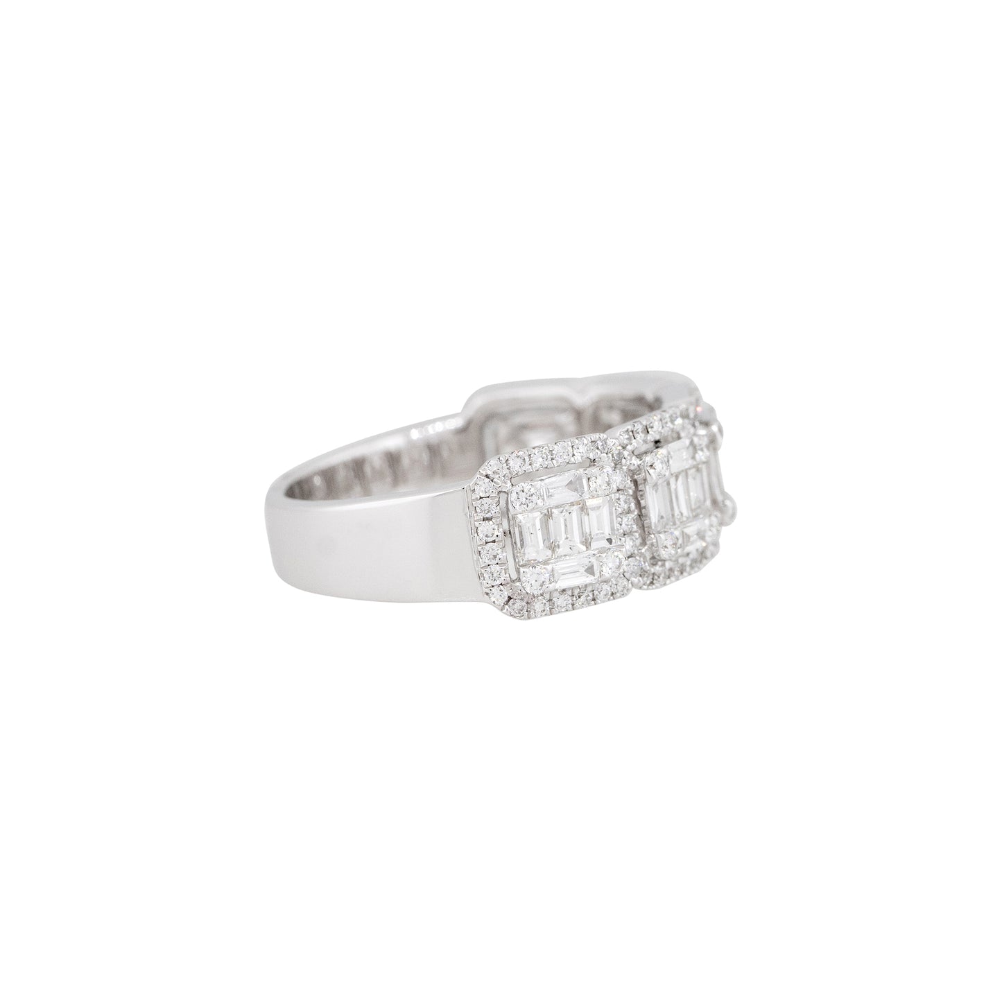 18k White Gold 1.39ctw Mosaic Diamond 5 Station Ring