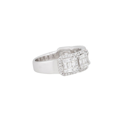 18k White Gold 1.39ctw Mosaic Diamond 5 Station Ring