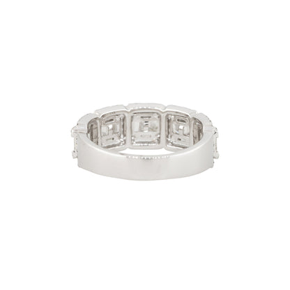 18k White Gold 1.39ctw Mosaic Diamond 5 Station Ring