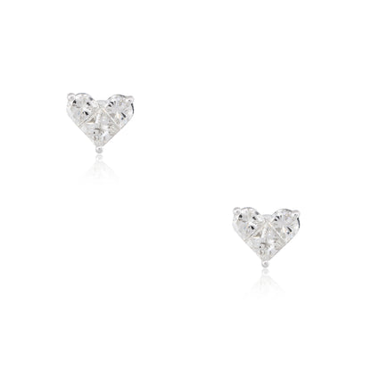 18k White Gold 1.42ctw Princess Cut Diamond Heart-Shaped Earrings