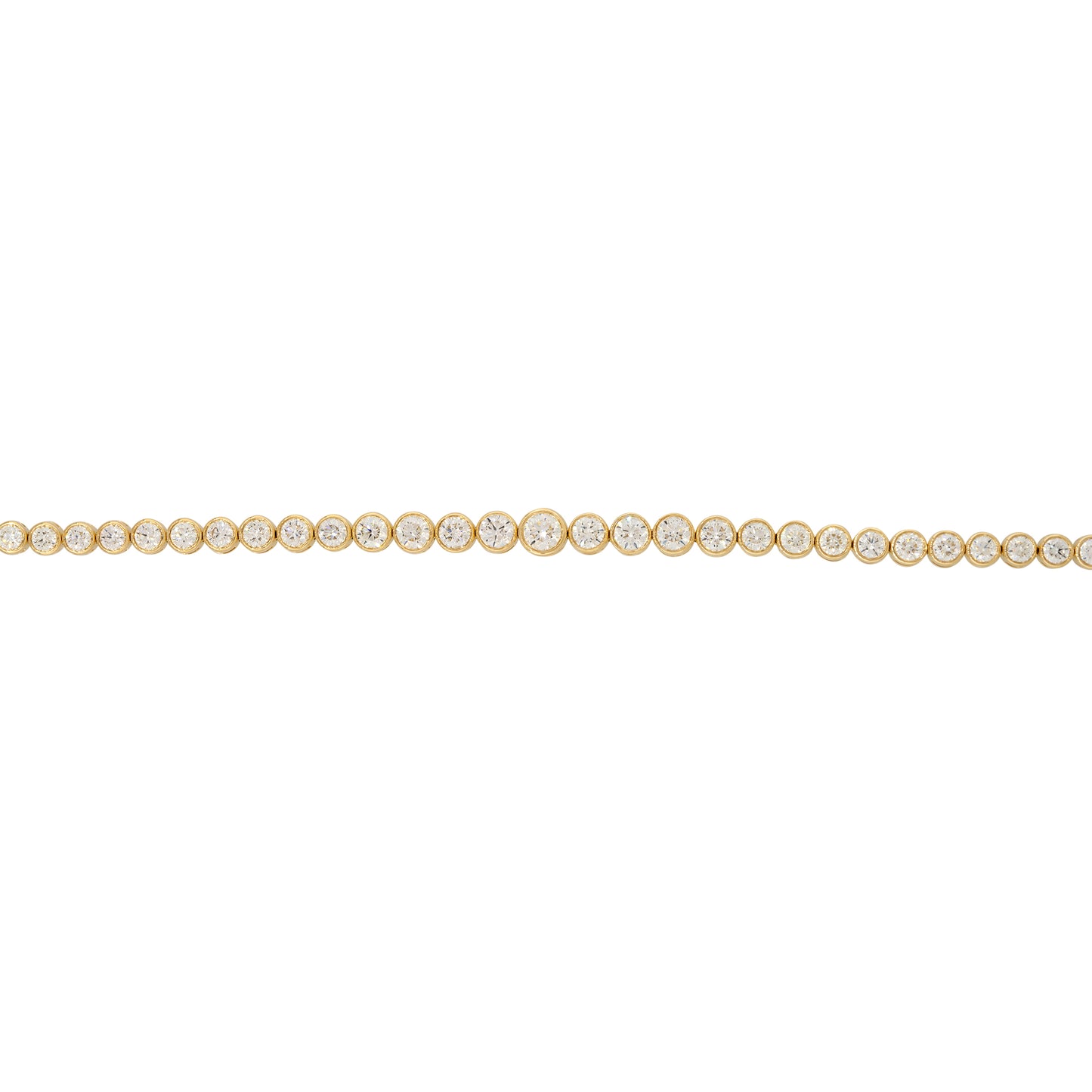 18k Yellow Gold 6.58ctw Graduated Diamond Bezel Set Tennis Bracelet