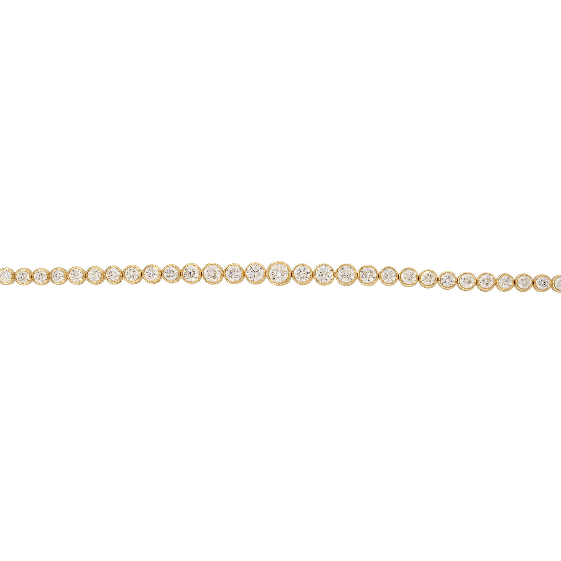 18k Yellow Gold 6.58ctw Graduated Diamond Bezel Set Tennis Bracelet