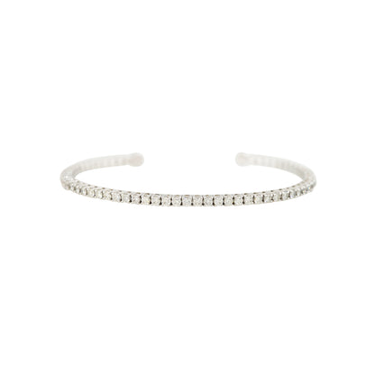 14k White Gold 2.6ctw Round Brilliant Cut Diamond Flexible Cuff Bracelet