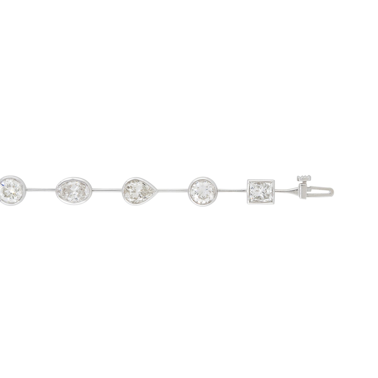 18k White Gold 11.60ctw Multi-Shape Diamond Bezel-Set Bracelet