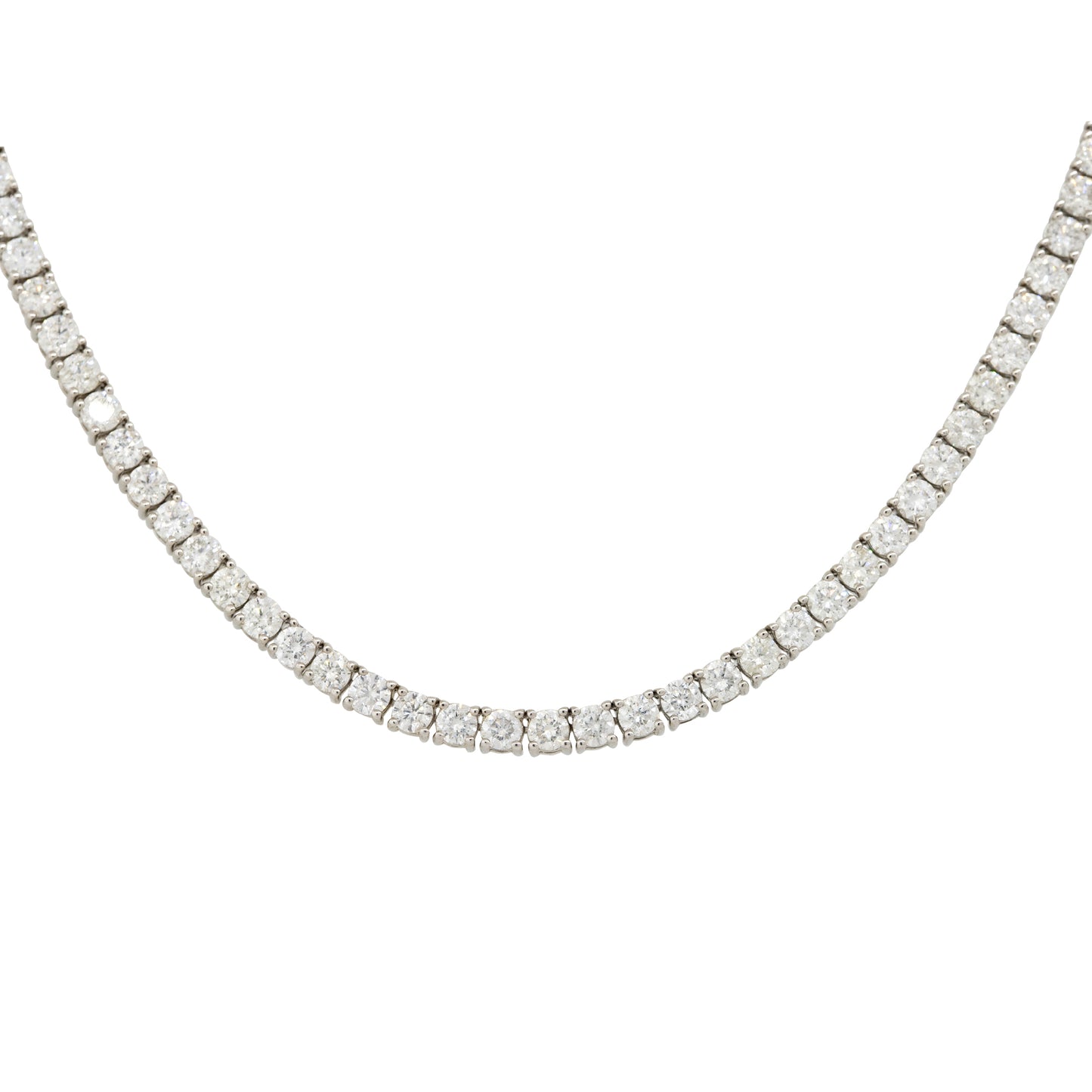 14k White Gold 12.05ctw Round Brilliant Cut Diamond Tennis Necklace