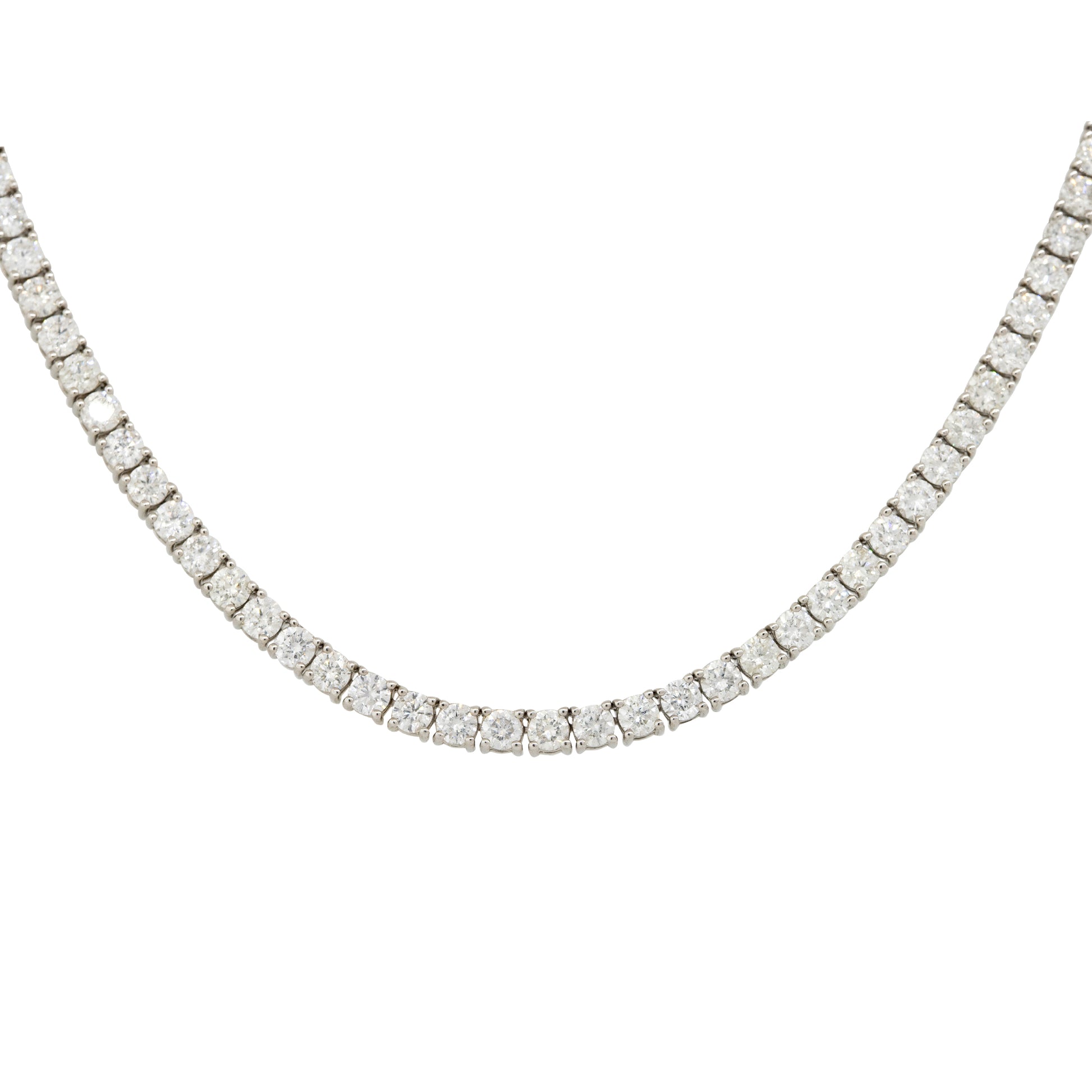14k White Gold 12.05ctw Round Brilliant Cut Diamond Tennis Necklace