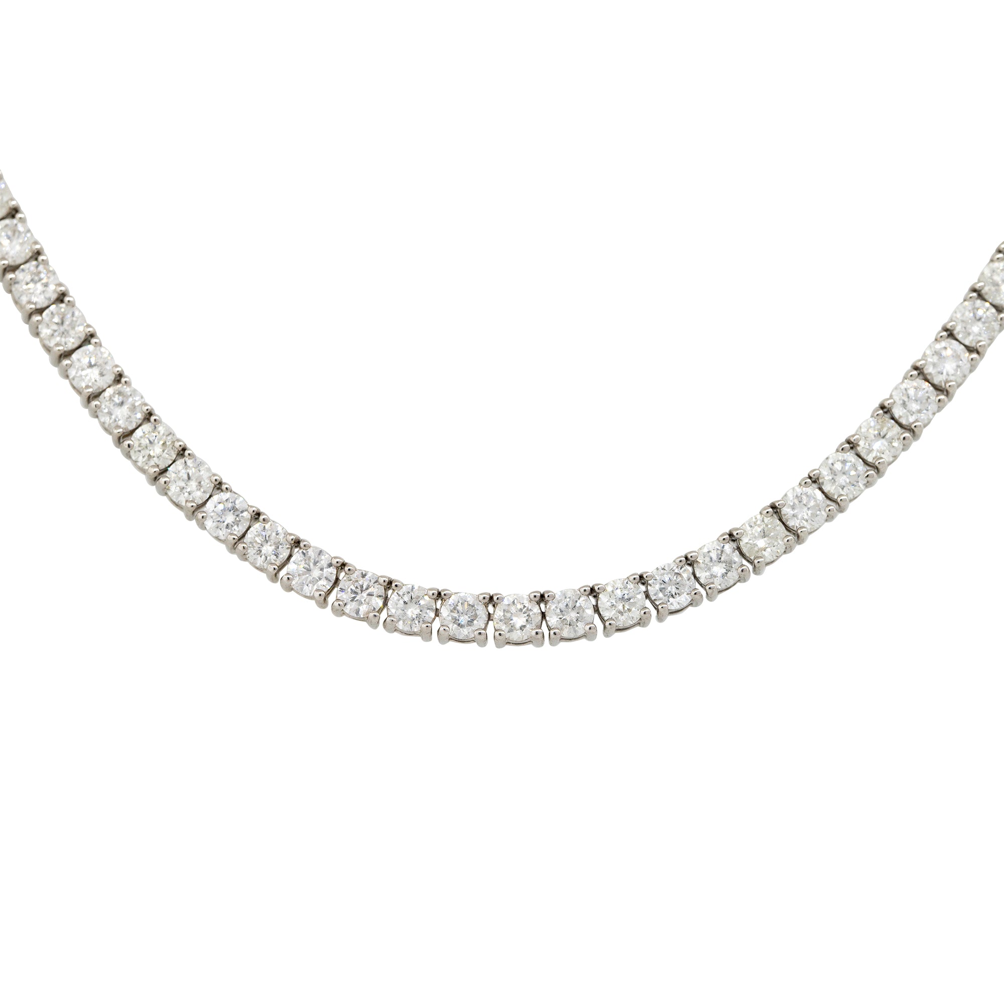 14k White Gold 12.05ctw Round Brilliant Cut Diamond Tennis Necklace