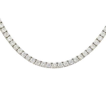 14k White Gold 12.05ctw Round Brilliant Cut Diamond Tennis Necklace