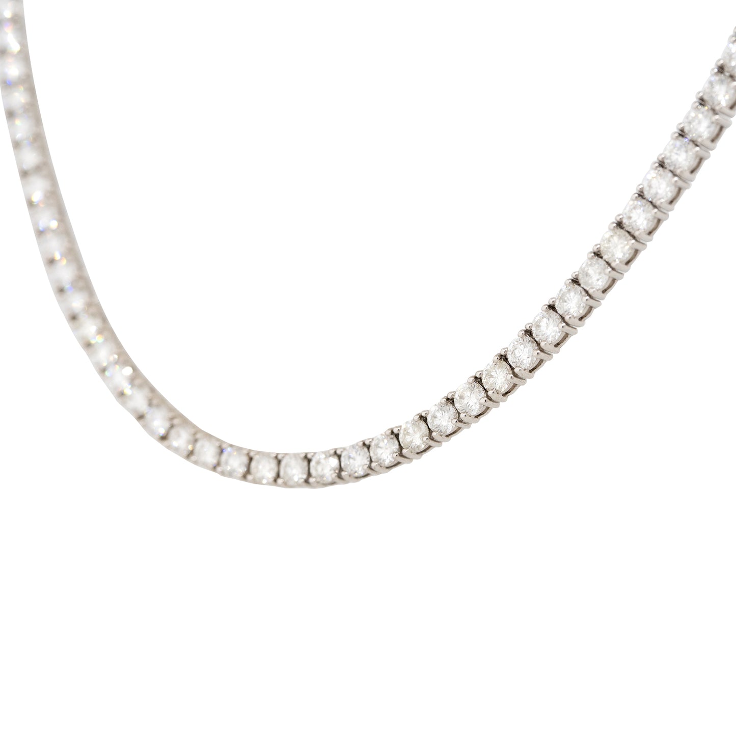14k White Gold 12.05ctw Round Brilliant Cut Diamond Tennis Necklace