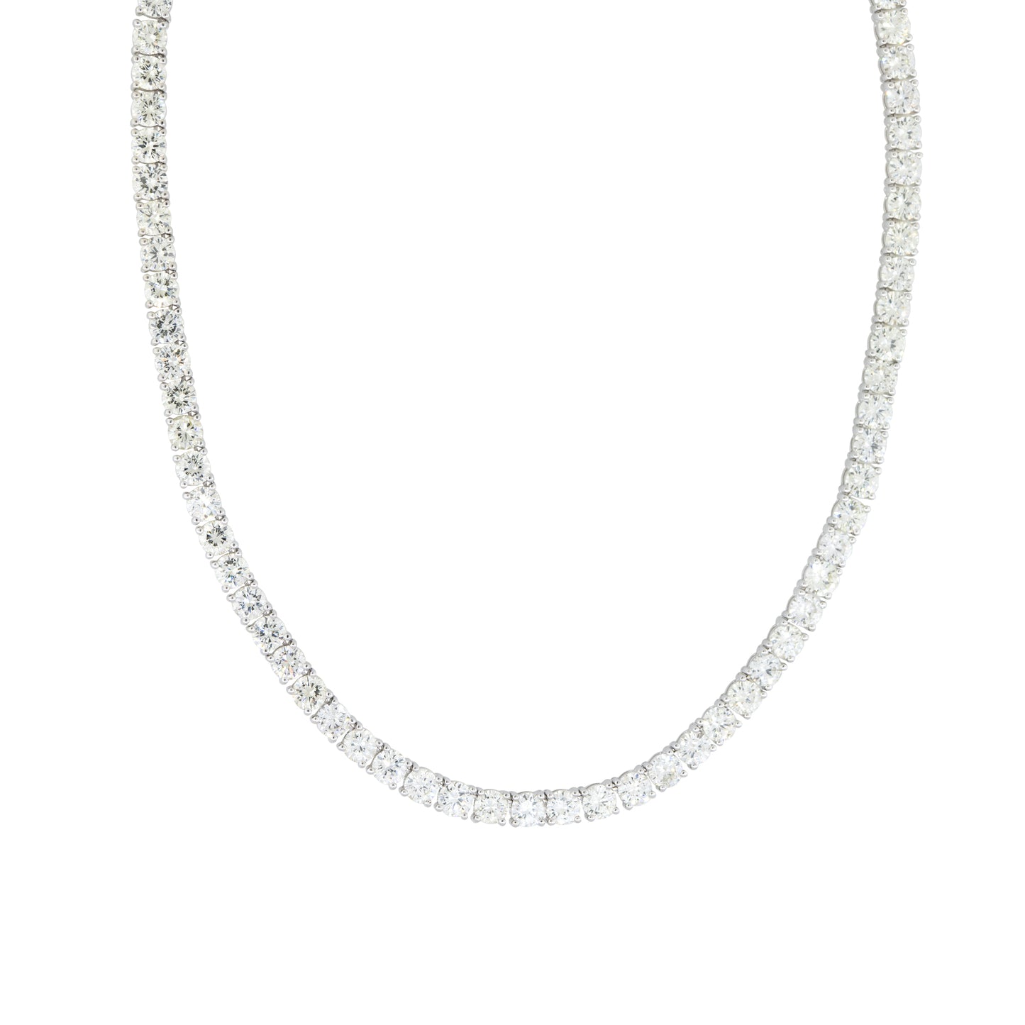 14k White Gold 39.55ctw Round Brilliant Cut Diamond Tennis Necklace
