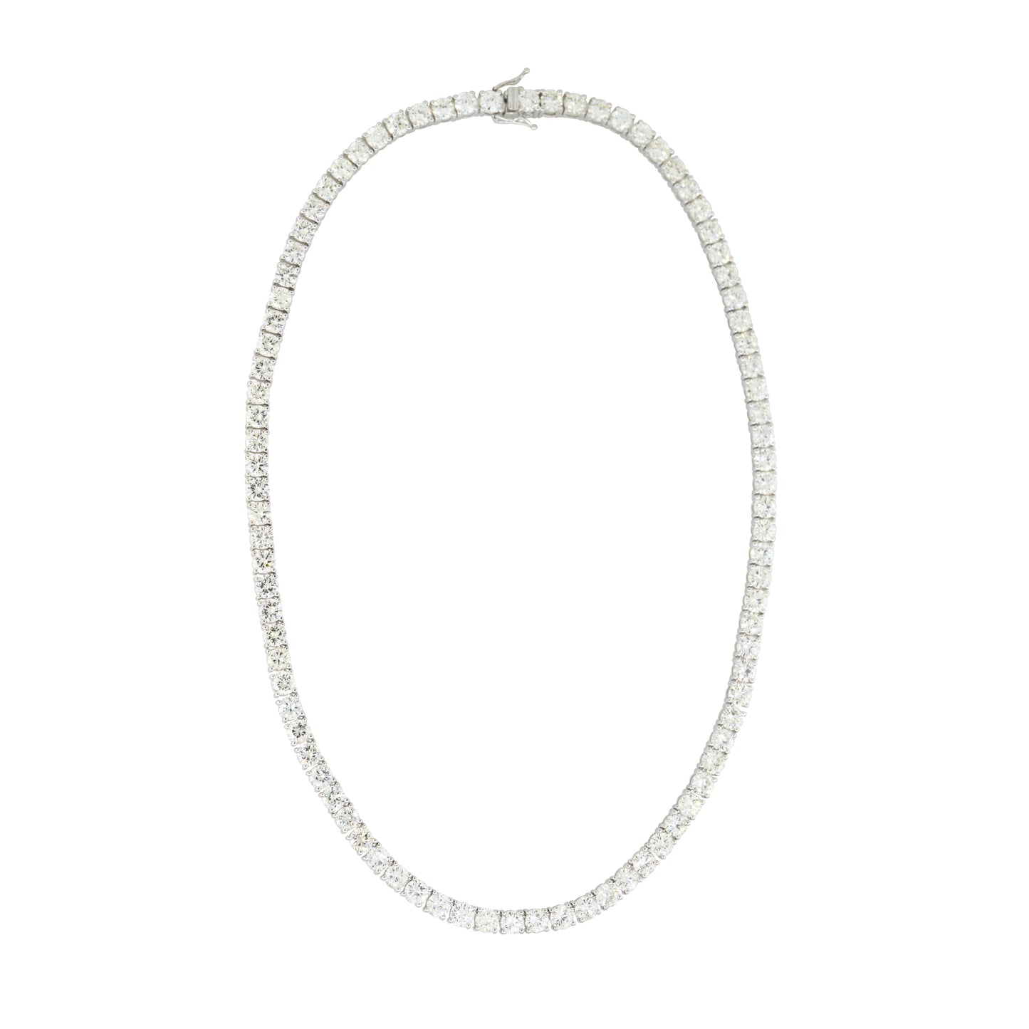 14k White Gold 39.55ctw Round Brilliant Cut Diamond Tennis Necklace
