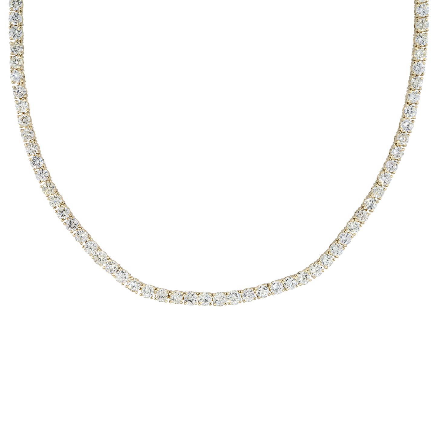 14k Yellow Gold 42.15ctw Round Brilliant Cut Diamond Tennis Necklace