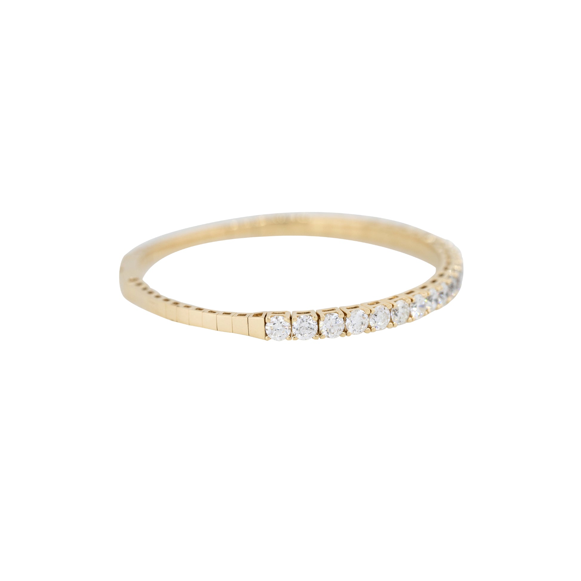 14k Yellow Gold 6.25ctw Round Brilliant Cut Diamond Flexible Bangle Bracelet