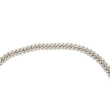 14k White Gold 19.1ctw Pave Diamond Cuban Link Chain Necklace
