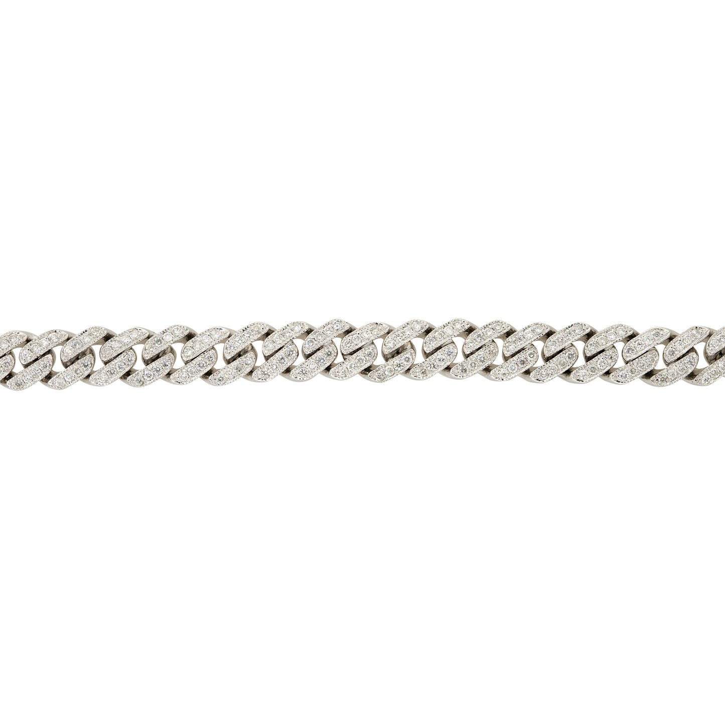 14k White Gold 6.5ctw Pave Diamond Cuban Link Chain Necklace