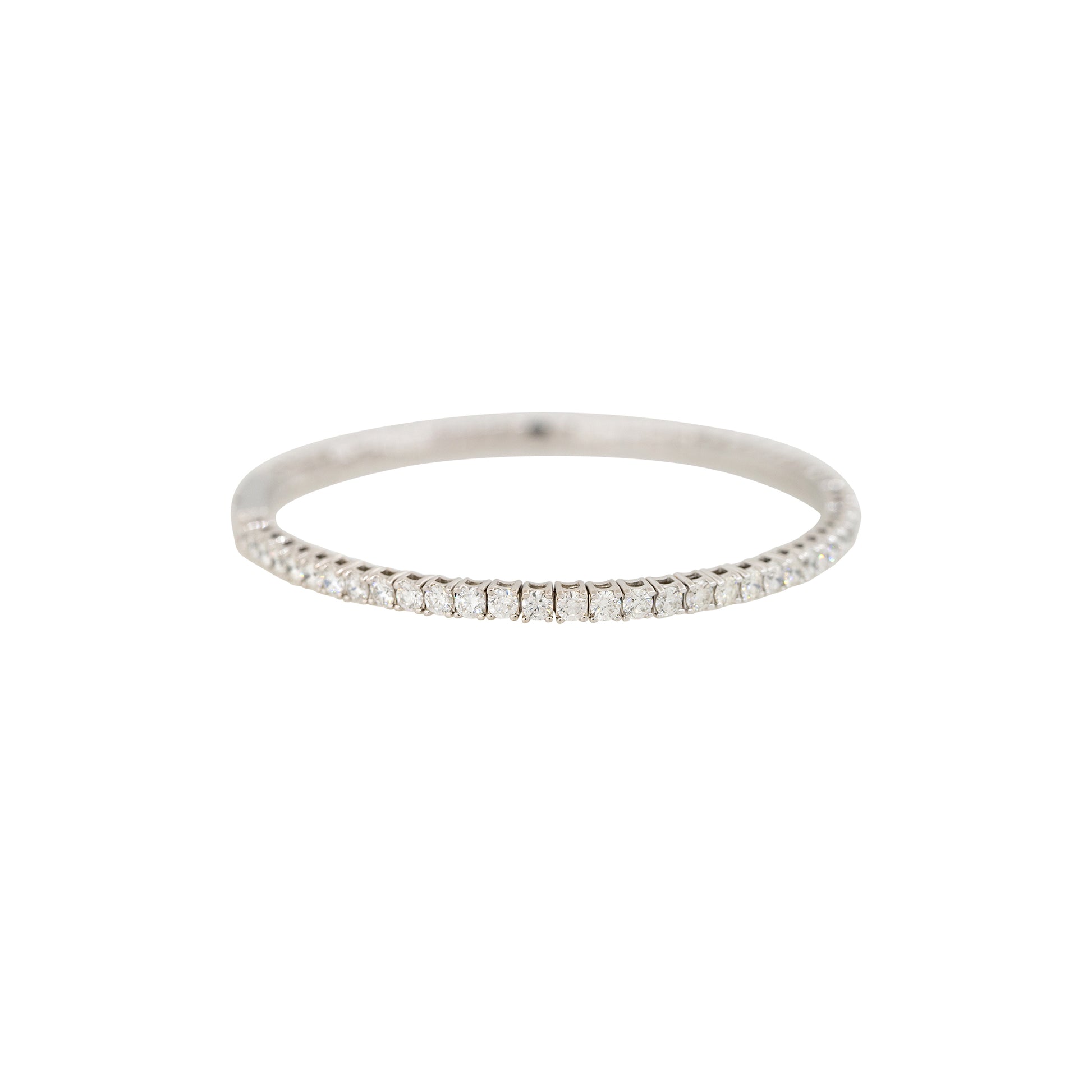 14k White Gold 4ctw Round Brilliant Cut Diamond Flexible Bangle Bracelet