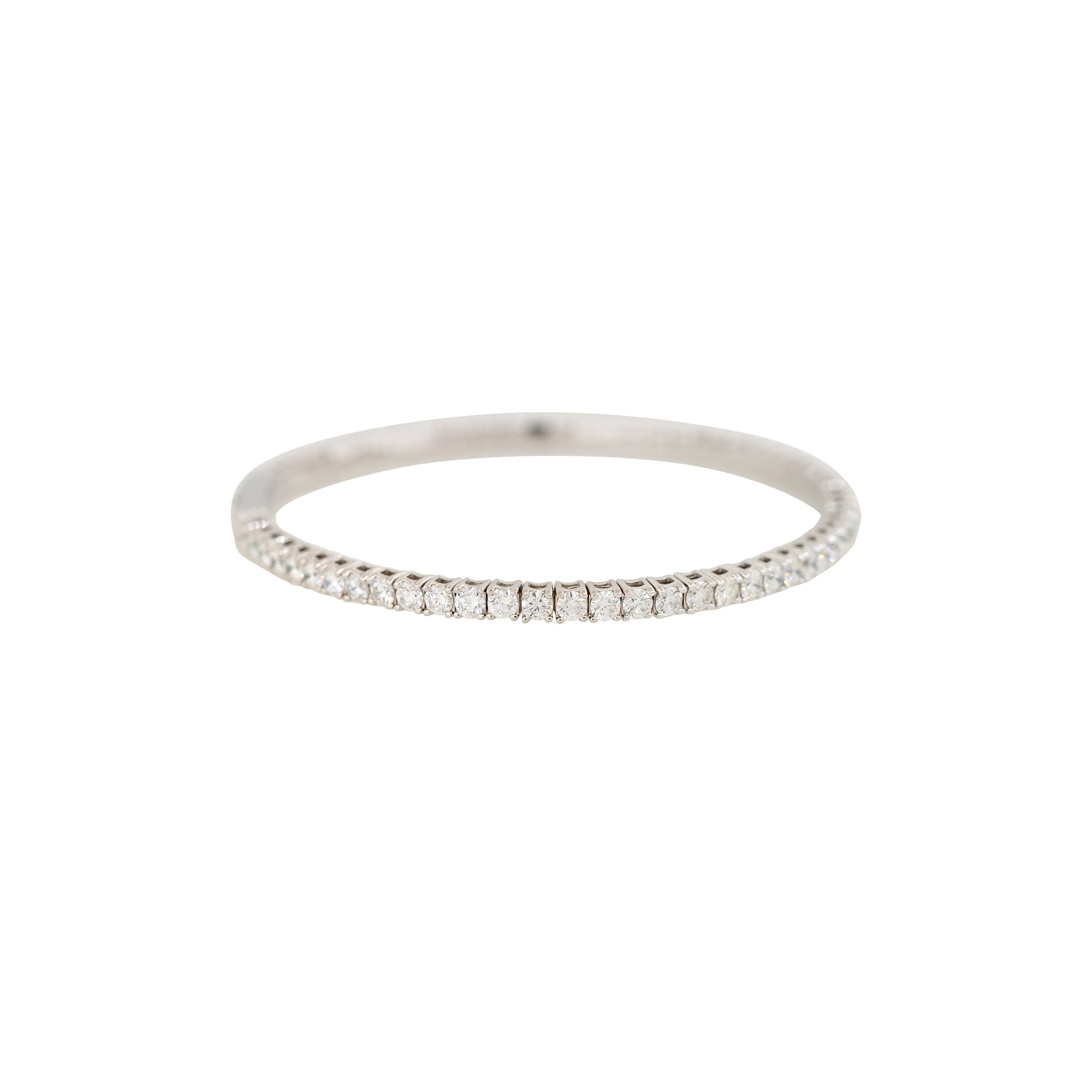 14k White Gold 4ctw Round Brilliant Cut Diamond Flexible Bangle Bracelet