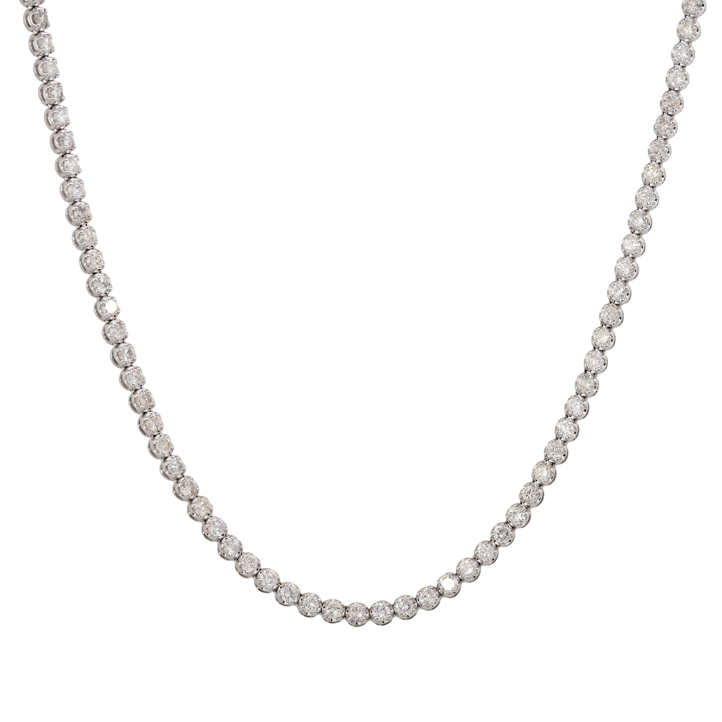 14k White Gold 11.02ctw Round Brilliant Cut Diamond Long Tennis Necklace