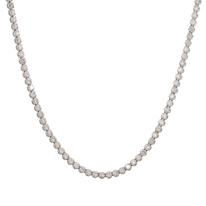 14k White Gold 11.02ctw Round Brilliant Cut Diamond Long Tennis Necklace