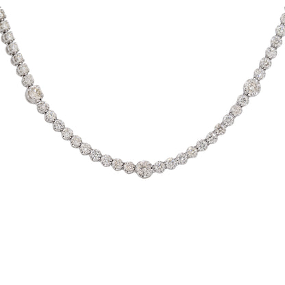 14k White Gold 10.83ctw Round Brilliant Cut Diamond Extra Long Tennis Necklace