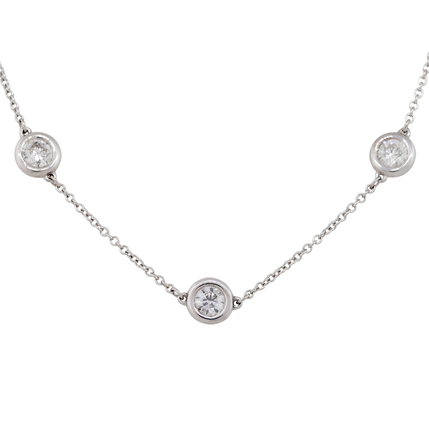 14k White Gold 2.70ctw Round Brilliant Cut Diamonds By The Yard Necklace