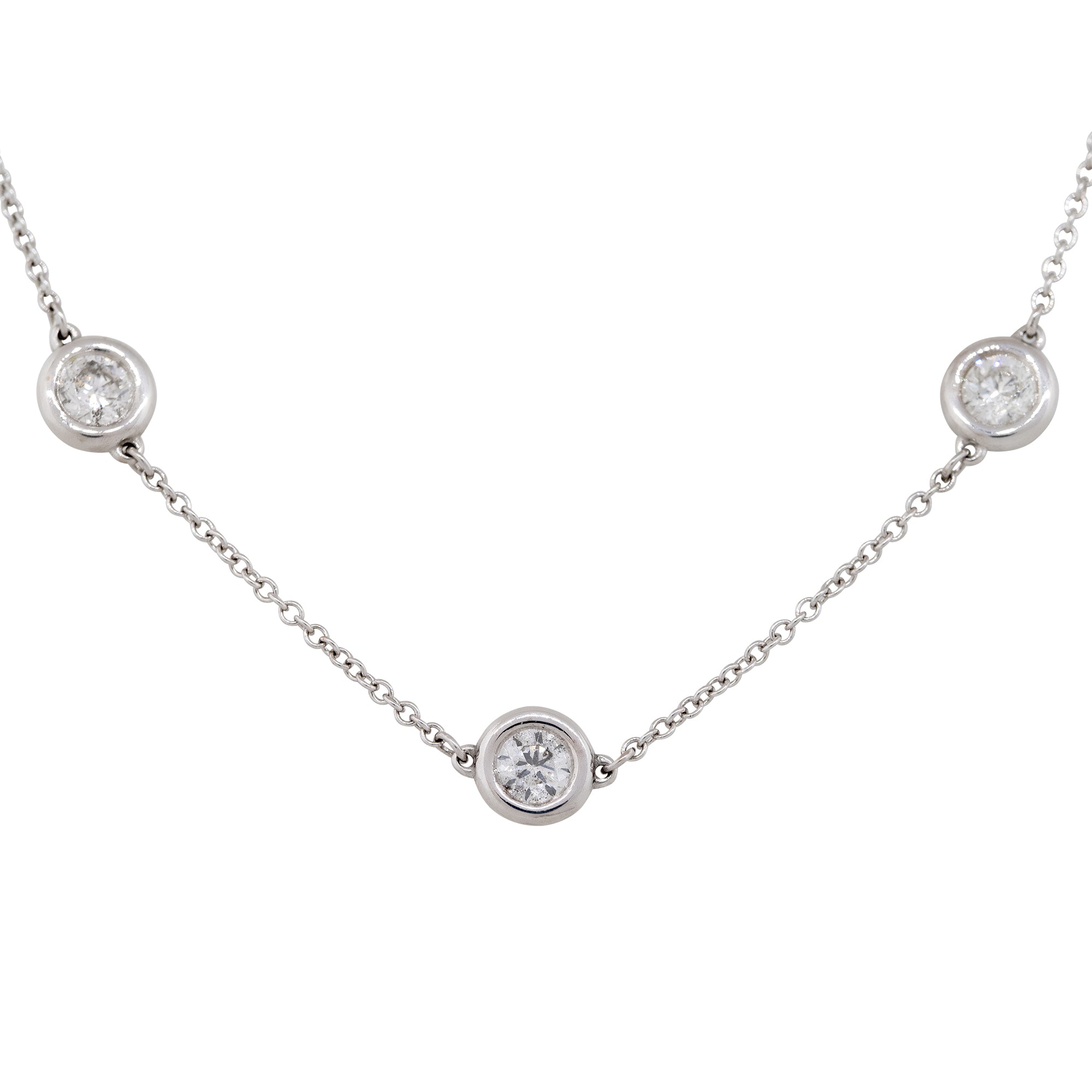 14k White Gold 2.70ctw Round Brilliant Cut Diamonds By The Yard Necklace