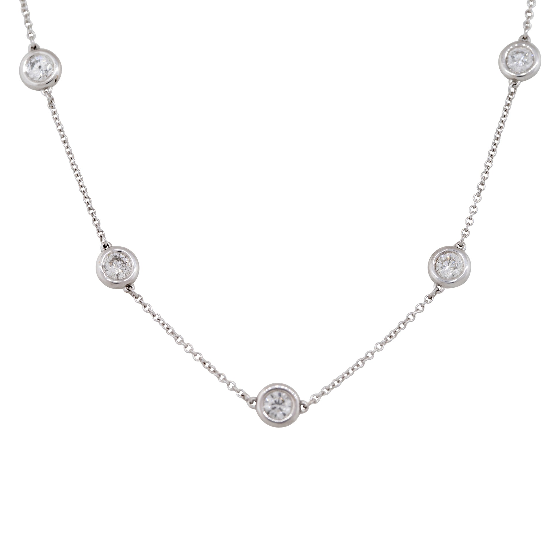 14k White Gold 2.70ctw Round Brilliant Cut Diamonds By The Yard Necklace
