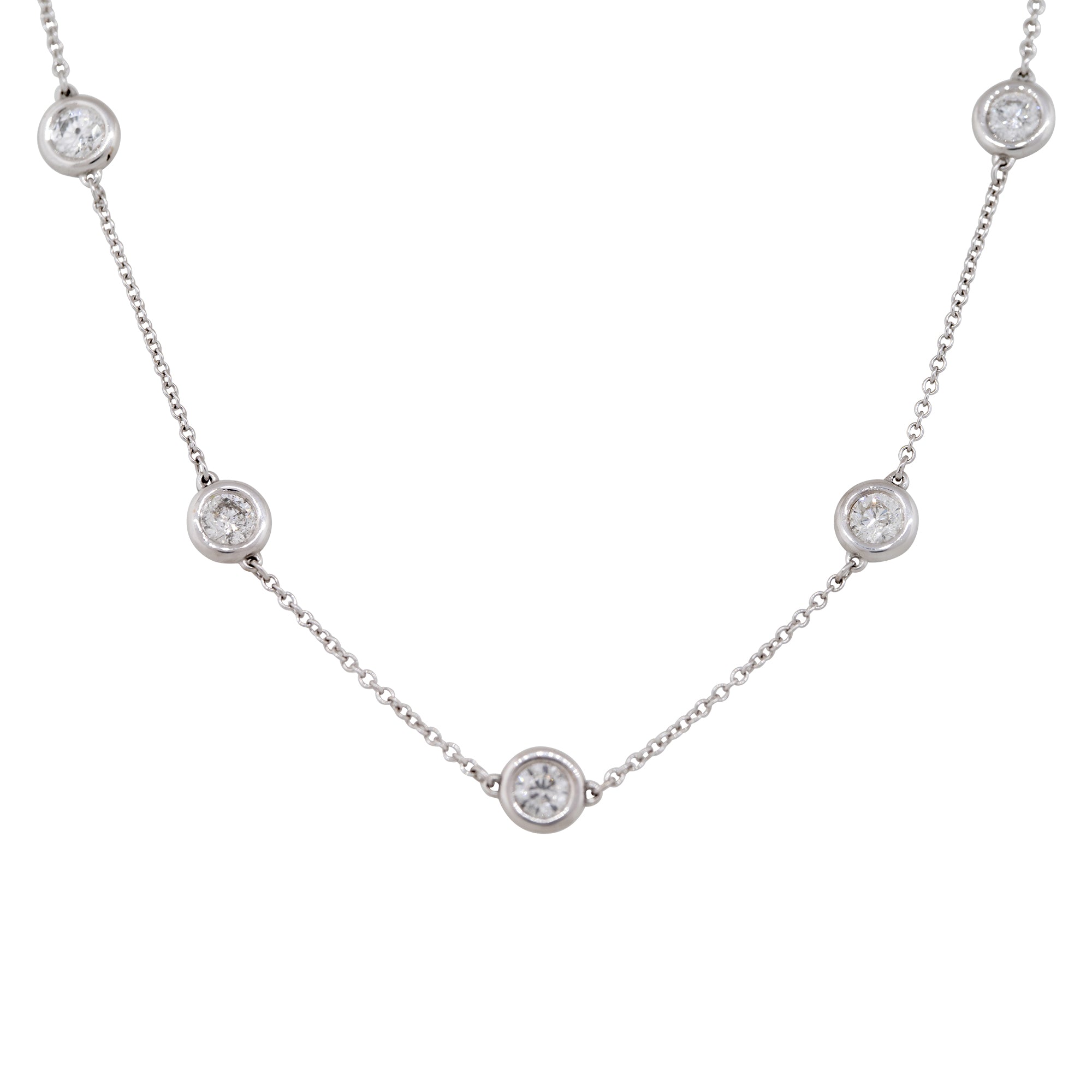 14k White Gold 2.70ctw Round Brilliant Cut Diamonds By The Yard Necklace
