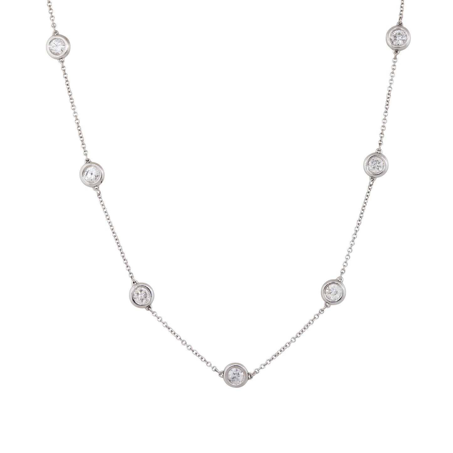 14k White Gold 2.70ctw Round Brilliant Cut Diamonds By The Yard Necklace