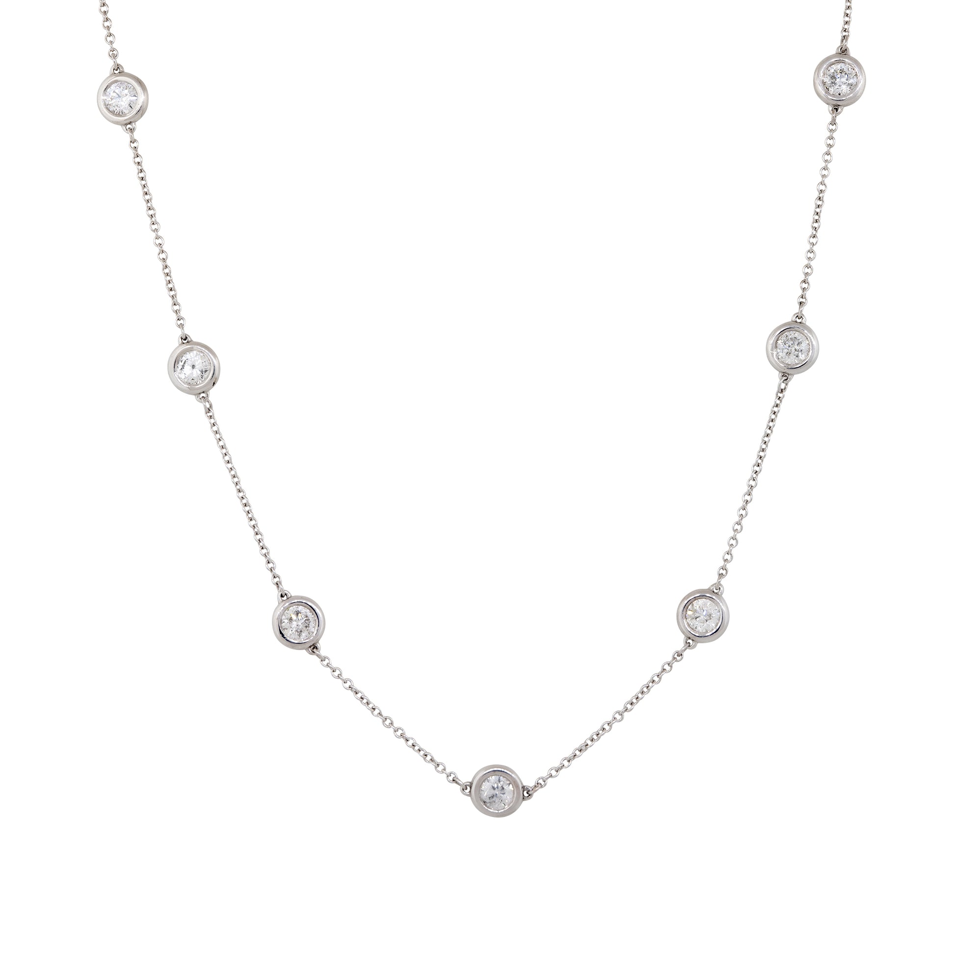 14k White Gold 2.70ctw Round Brilliant Cut Diamonds By The Yard Necklace