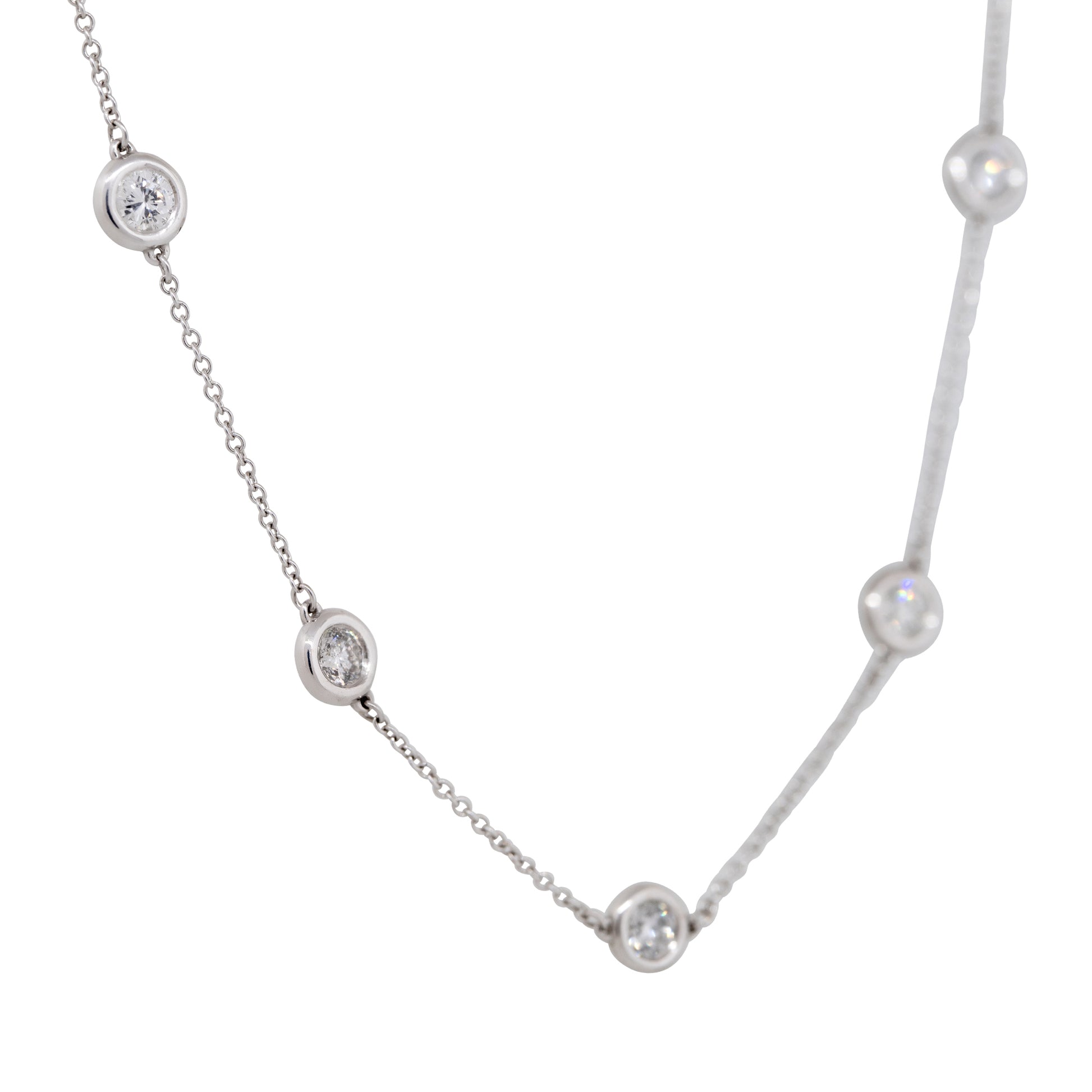 14k White Gold 2.70ctw Round Brilliant Cut Diamonds By The Yard Necklace