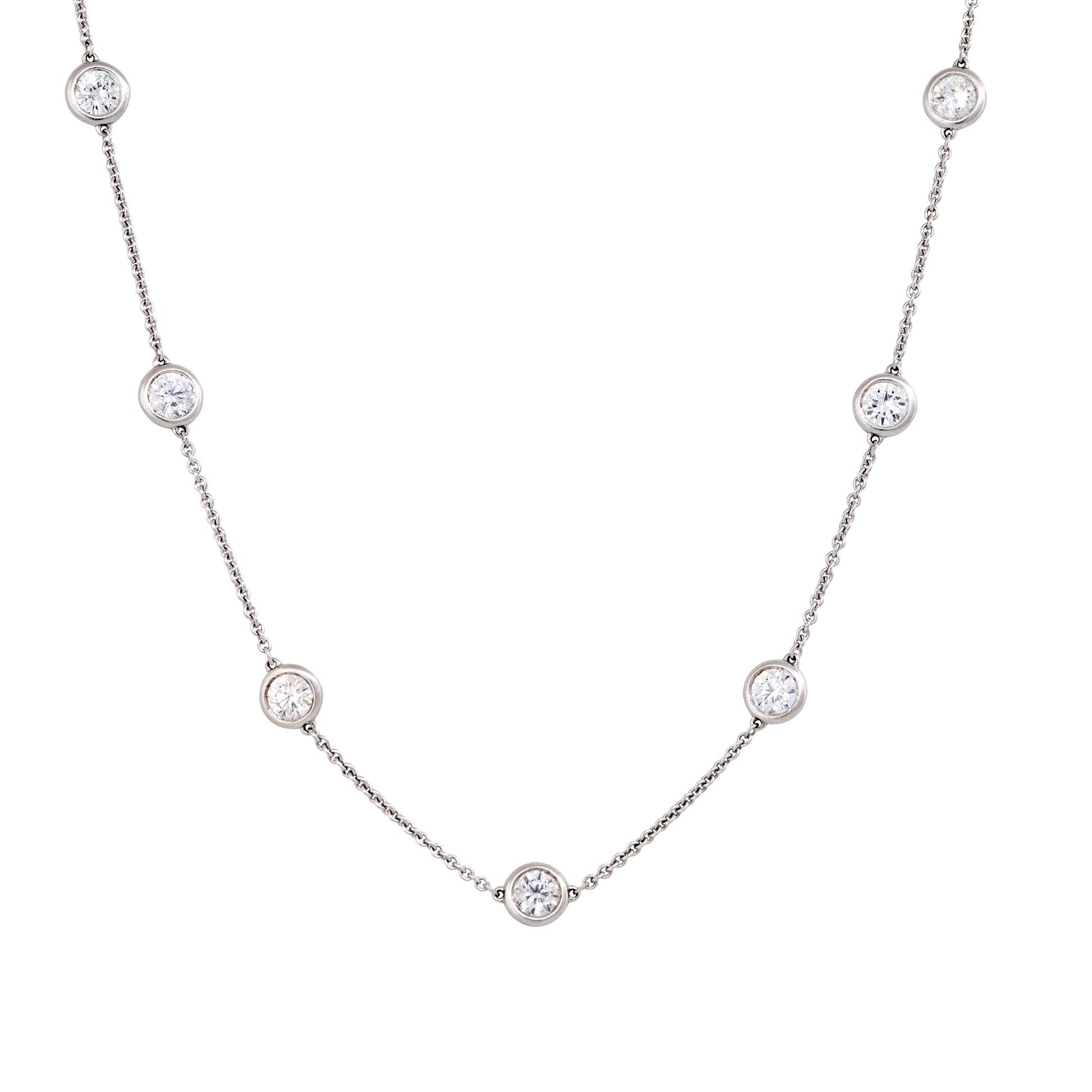 18k White Gold 4.70ctw Round Brilliant Cut Diamonds By The Yard Necklace