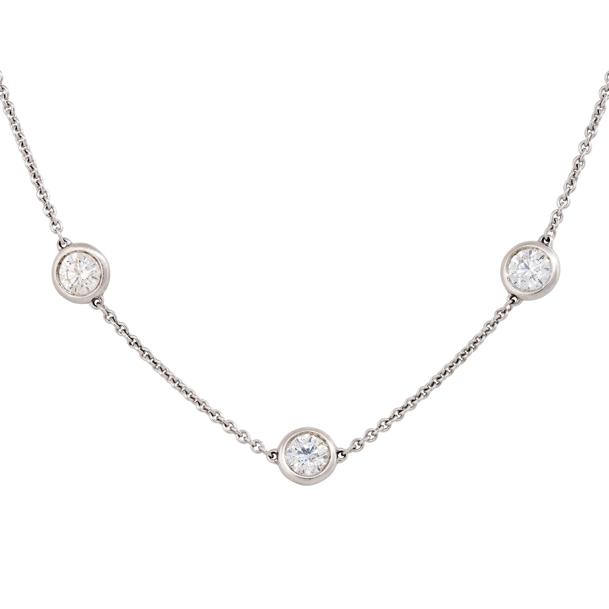 18k White Gold 4.70ctw Round Brilliant Cut Diamonds By The Yard Necklace