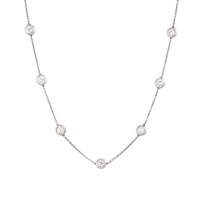 18k White Gold 4.70ctw Round Brilliant Cut Diamonds By The Yard Necklace