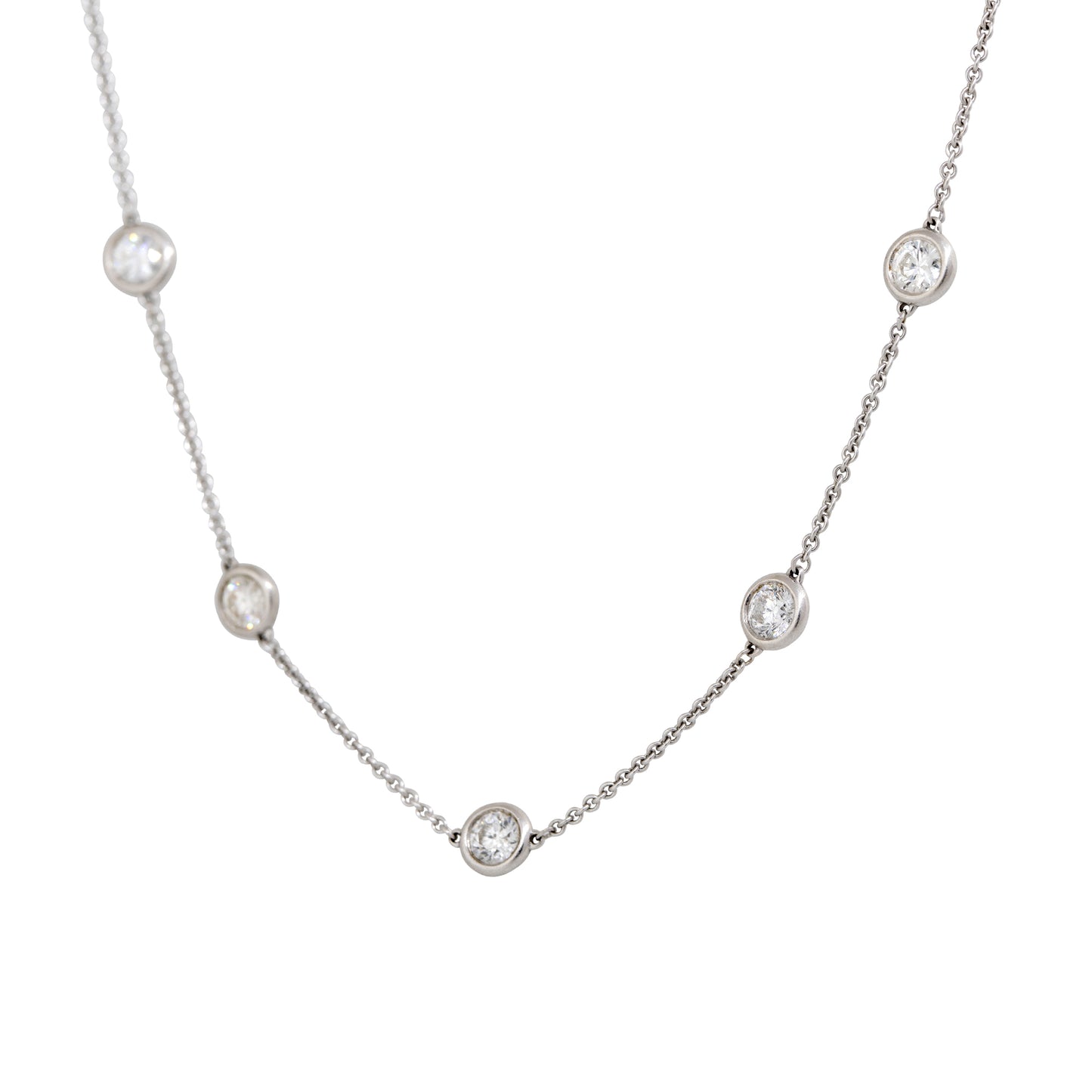 18k White Gold 4.70ctw Round Brilliant Cut Diamonds By The Yard Necklace