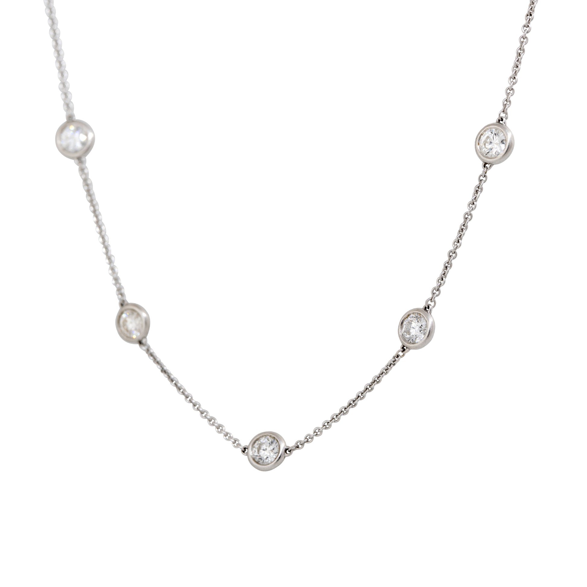18k White Gold 4.70ctw Round Brilliant Cut Diamonds By The Yard Necklace