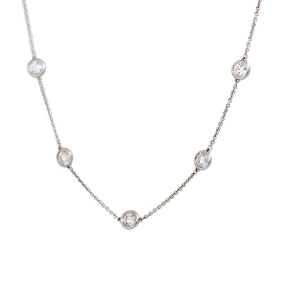 18k White Gold 4.70ctw Round Brilliant Cut Diamonds By The Yard Necklace