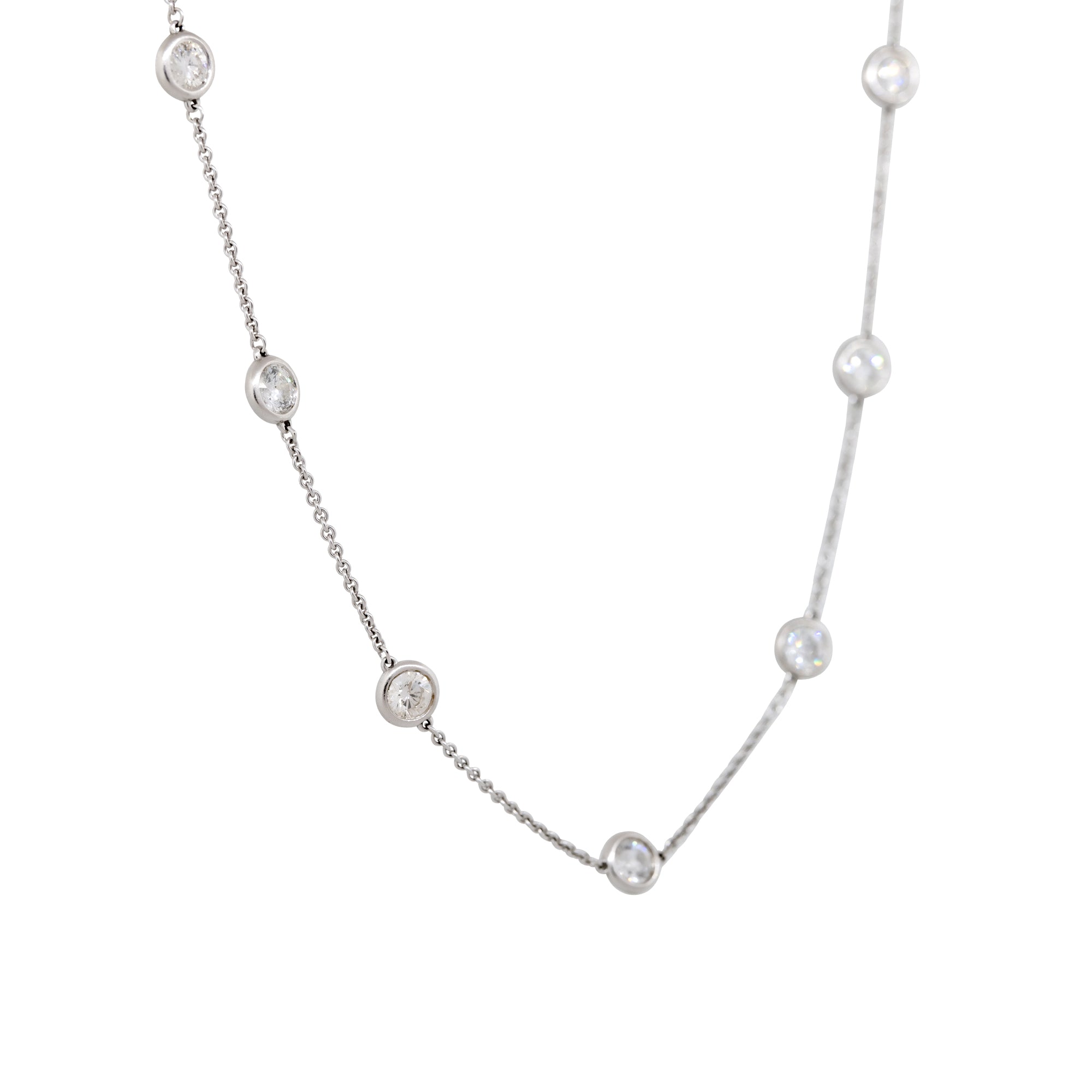 18k White Gold 4.70ctw Round Brilliant Cut Diamonds By The Yard Necklace