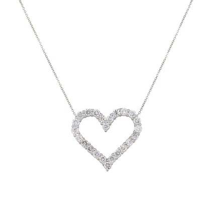 18k White Gold 2.30ctw Round Brilliant Cut Diamond Open Heart Necklace