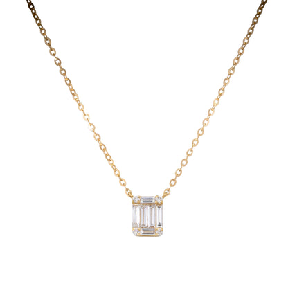 18k Yellow Gold 0.42ct Round Brilliant & Baguette Cut Diamond Necklace