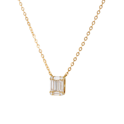 18k Yellow Gold 0.42ct Round Brilliant & Baguette Cut Diamond Necklace