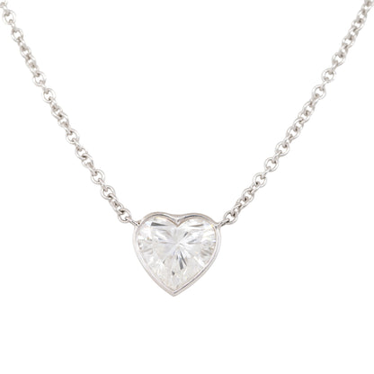 GIA 18k White Gold 1.87ct Heart Shape Diamond Necklace